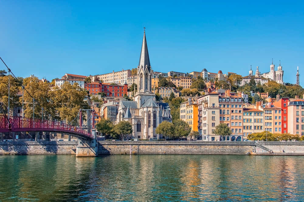 Het stadsbeeld van Lyon in Rhône-Alpes in Frankrijk