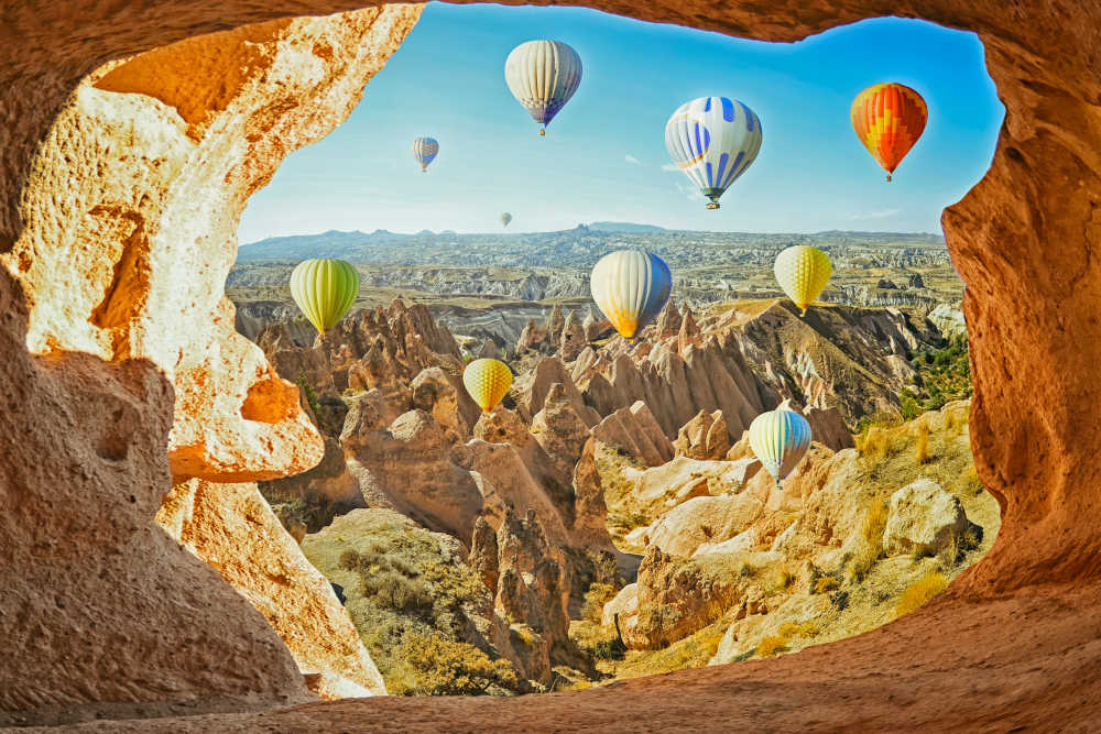 Hete luchtballonnen in Cappadocie Turkije, met een prachtig uitzicht