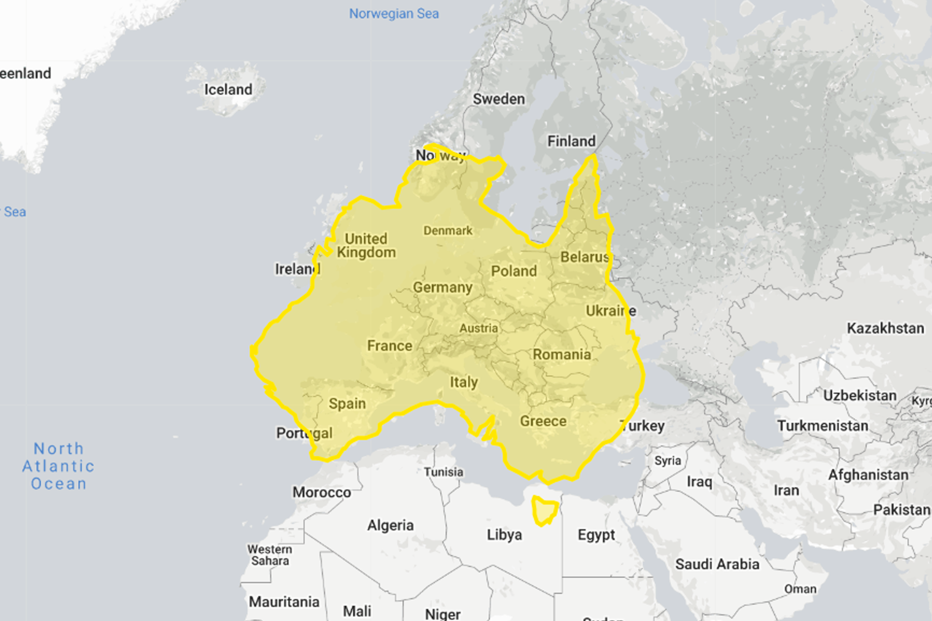 Real Country Sizes Shown on Mercator Projection (Updated